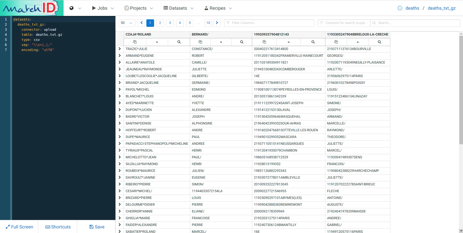 matchID dataset first view