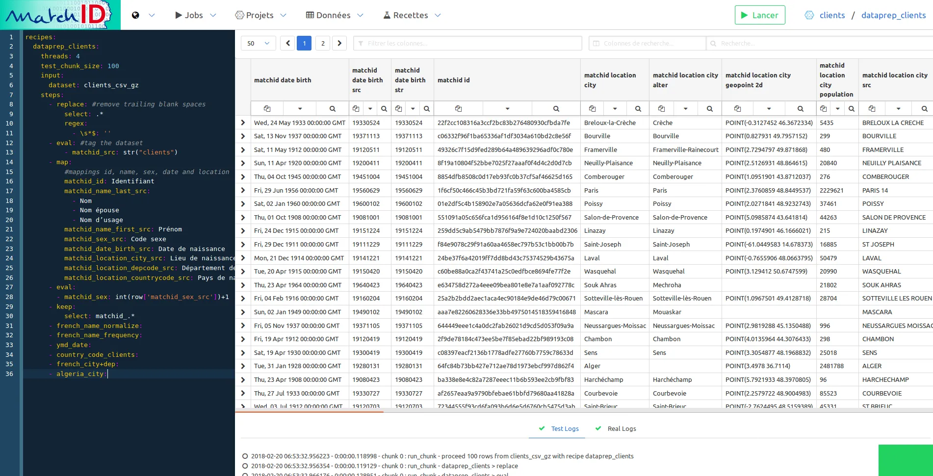 matchID projects view