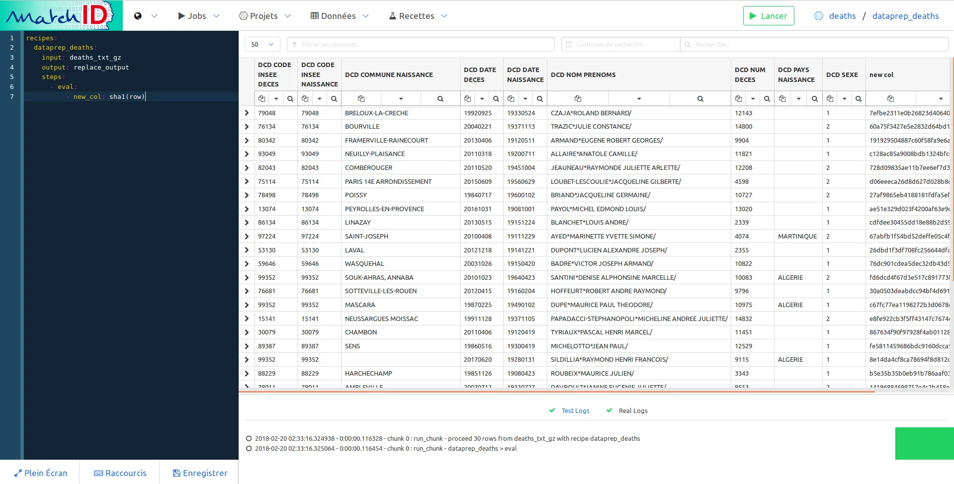 matchID projects view