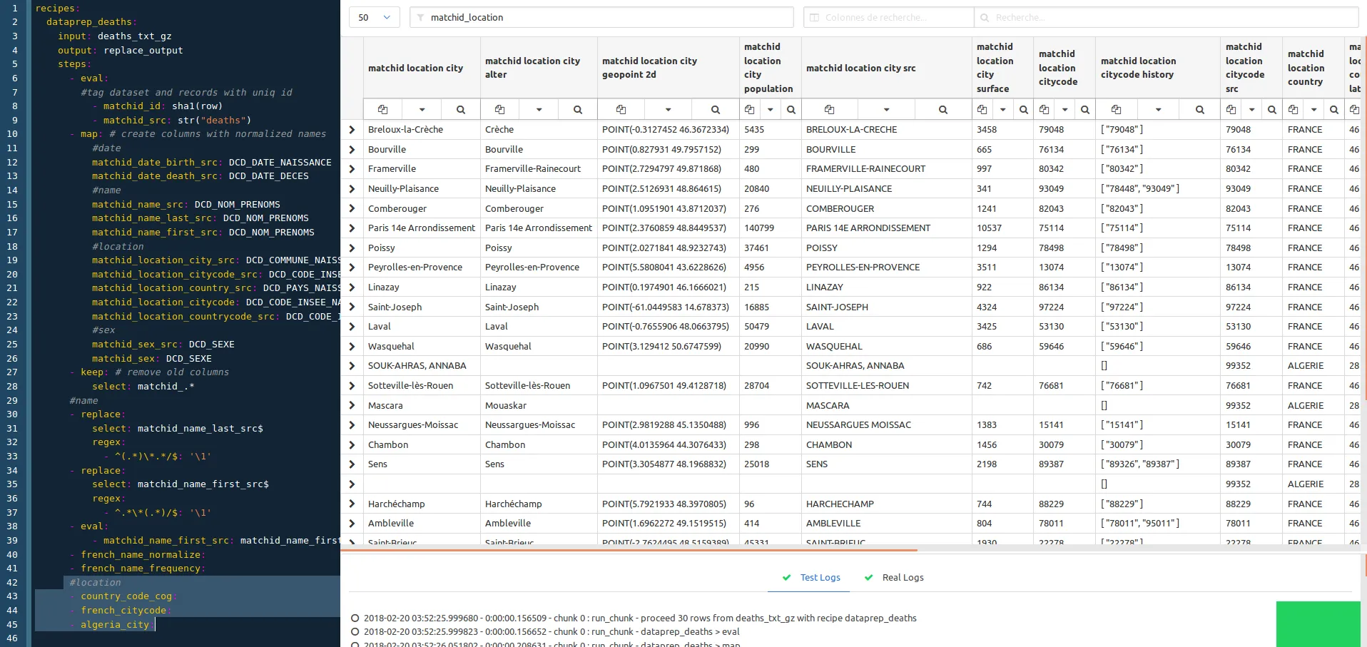 matchID projects view