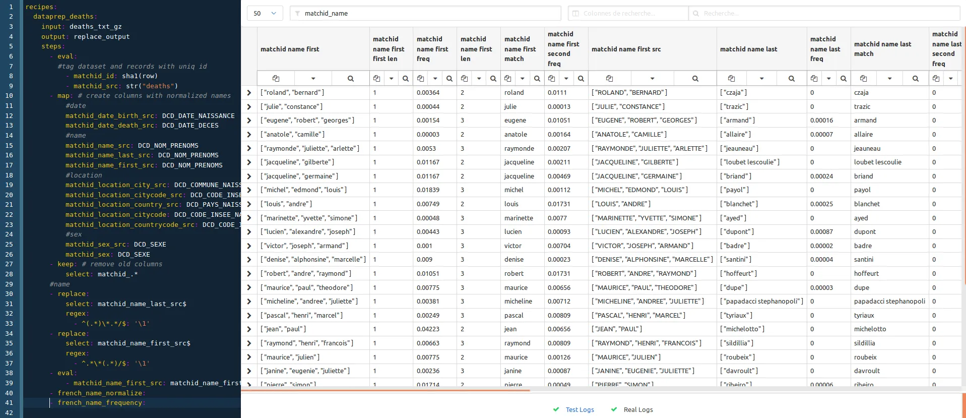 matchID projects view