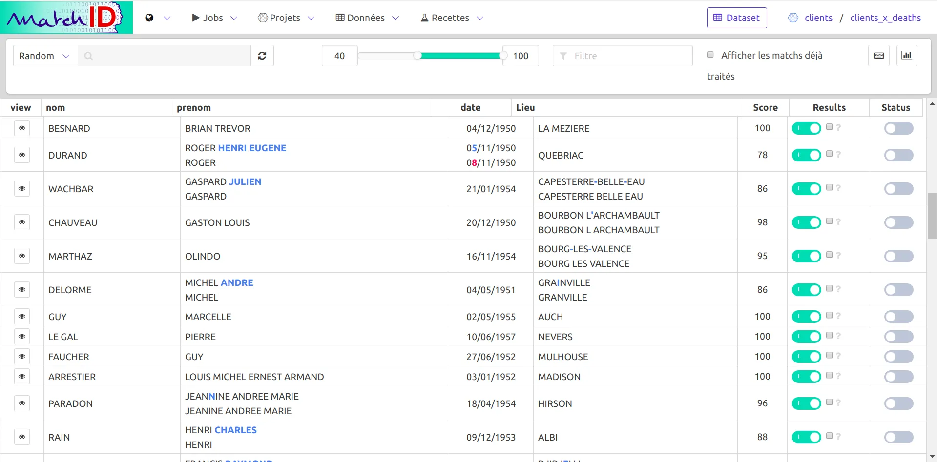 matchID validation filtered